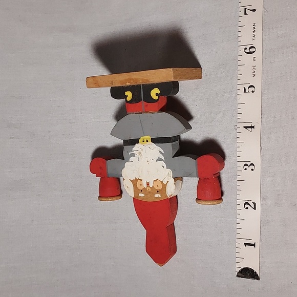 Vintage Made in Sweden Wood Carved Santa Clause Candle Holders Hand Painted - Picture 3 of 6